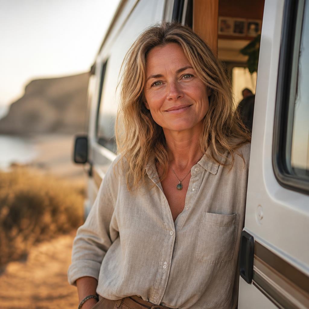 Sanne, maker van de Camper Trip Planner, bij haar camper